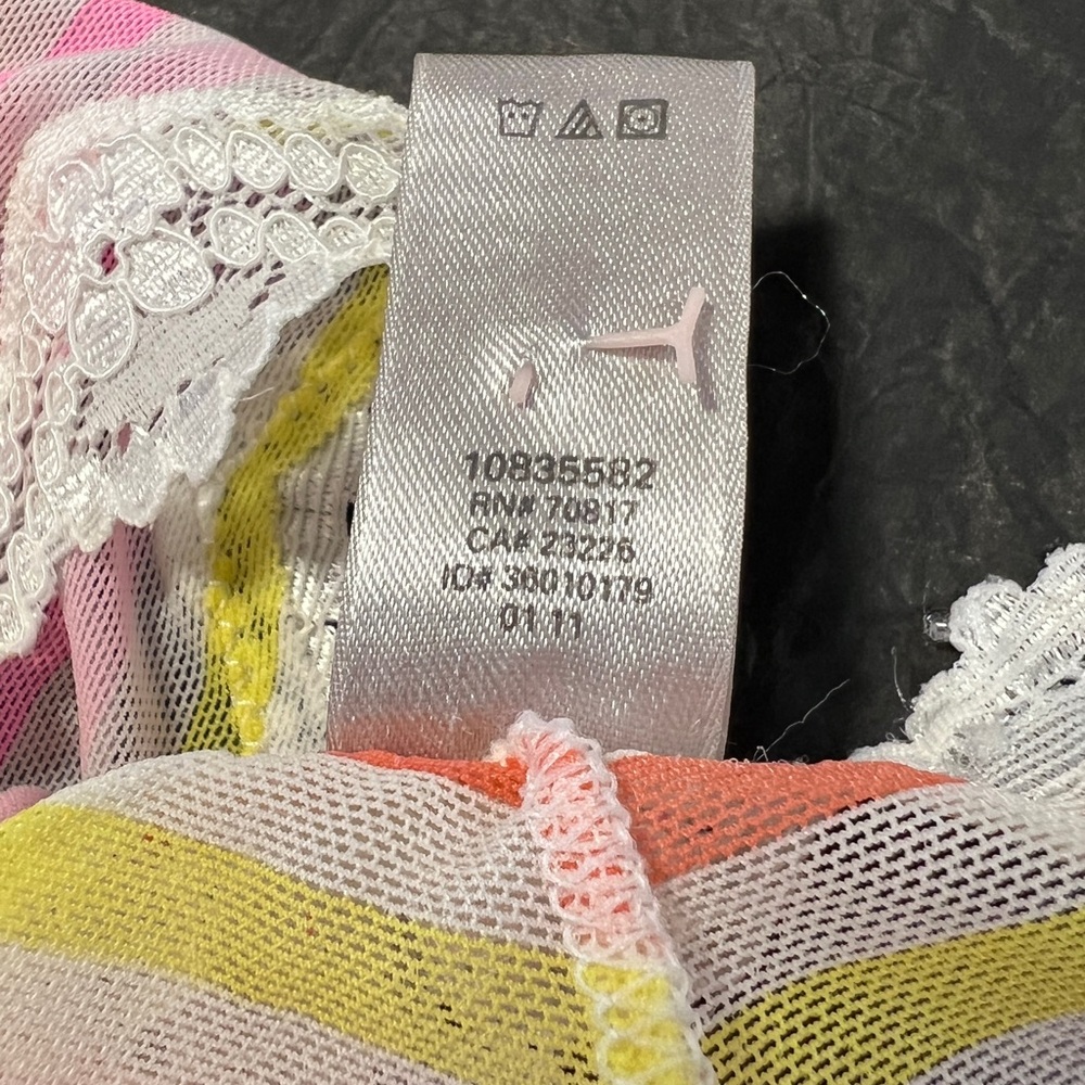 2011 Victoria's Secret Very Sexy Pastel Stripe Mesh Lace Cheeky Panties Medium M - Picture 3 of 3